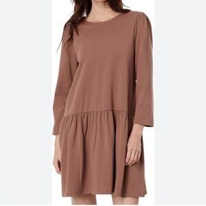 NWT Lilla P Brown Wide Sleeve Peplum Dress Size XS